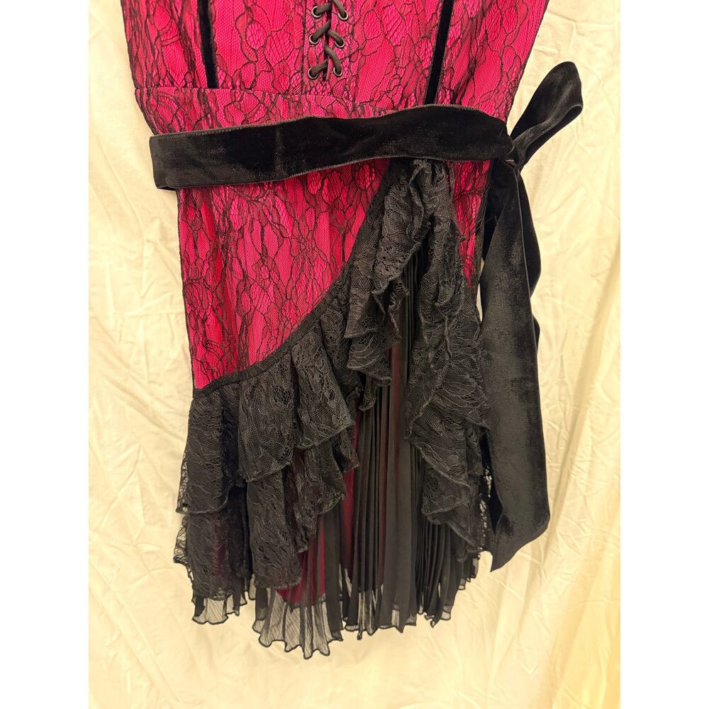 Alice + Olivia NEW Black Hot Wild Pink Chantil Lace Corset Mini Dress US 4 $695 - Picture 6 of 8